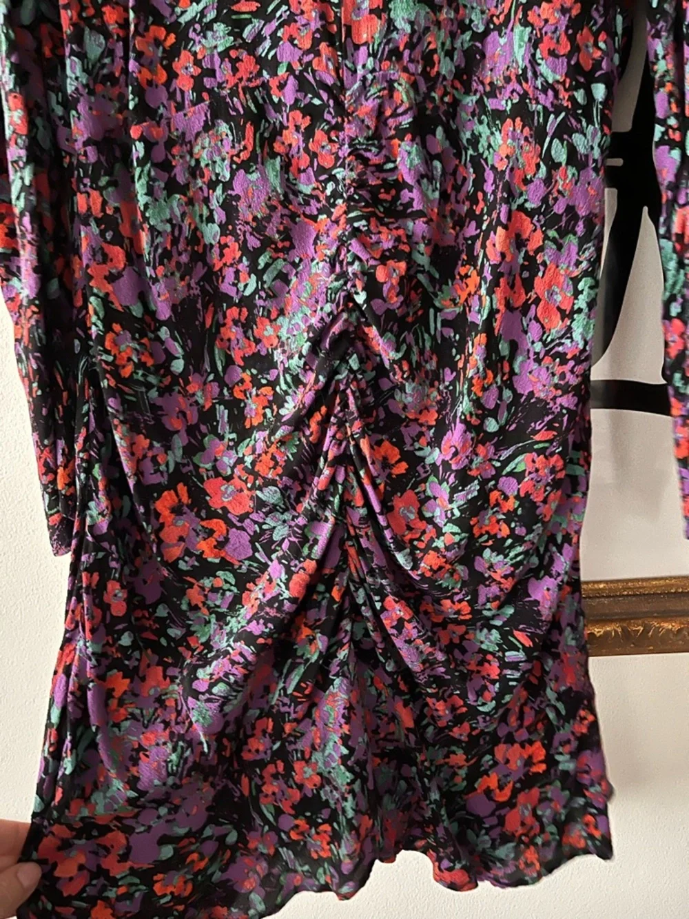 Zara Floral Ruched Mini with Ruffle Hem - Picture 6 of 9